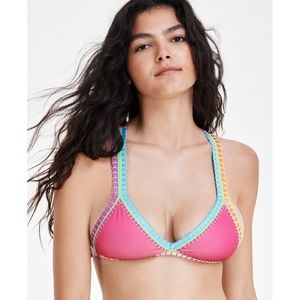 Pily Q Juniors Hot Pink Crochet-Trim Triangle Swimsuit Size M